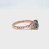 Elongated cushion blue sapphire engagement ring rose gold blue sapphire diamond 3 stone ring la more design jewelry