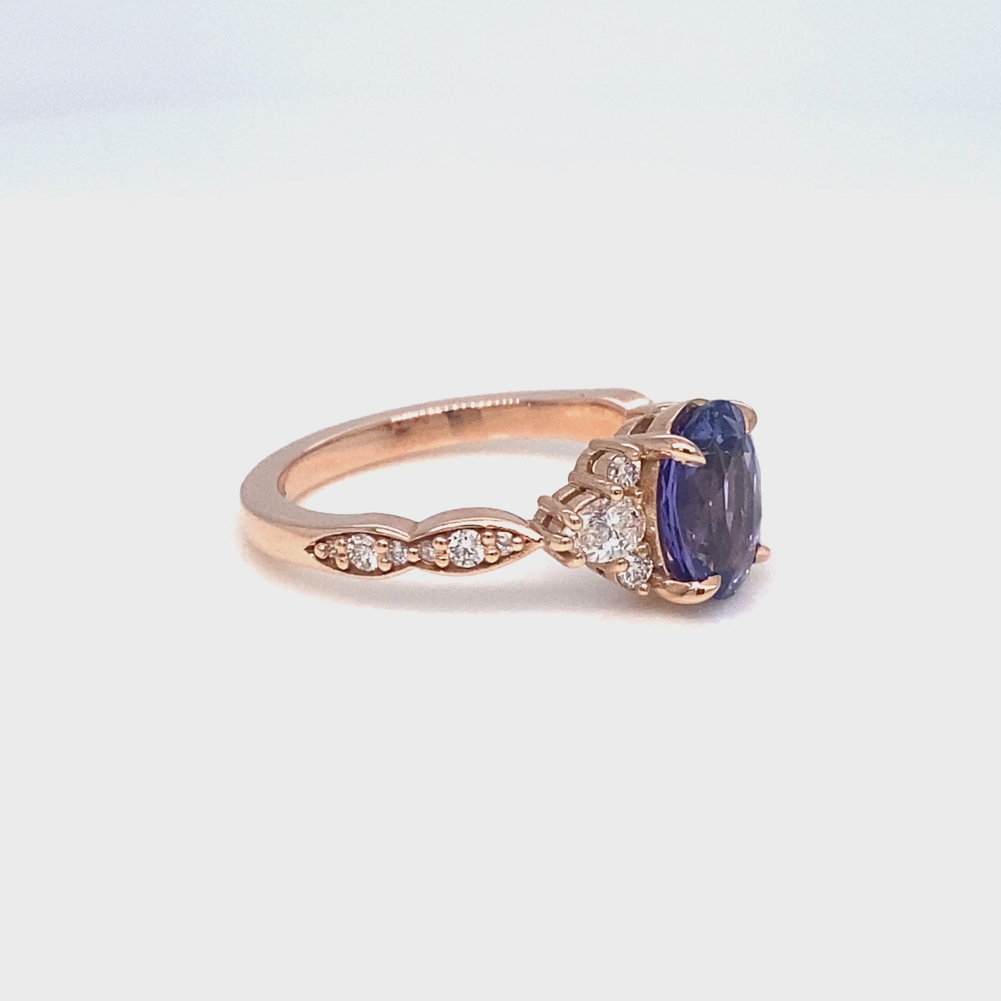 Oval purple sapphire ring rose gold lavender sapphire diamond 3 stone ring la more design jewelry