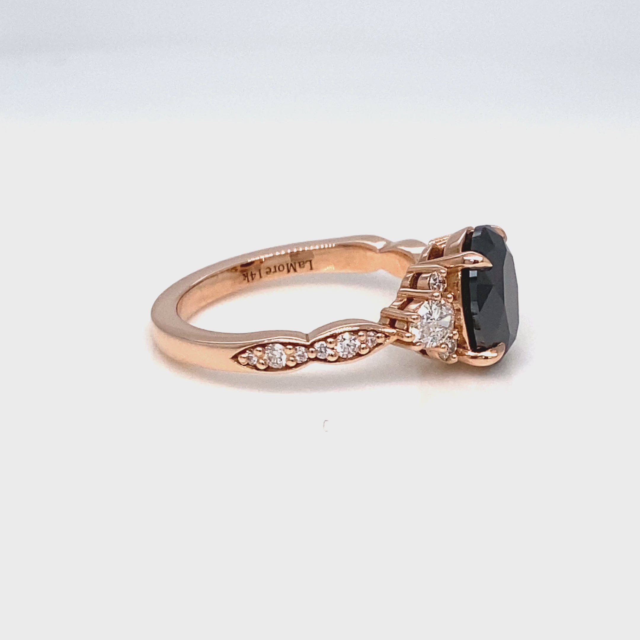 3 stone black diamond ring rose gold oval black diamond engagement ring la more design jewelry