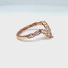 Large pear and round diamond wedding ring rose gold deep curved scalloped wedding band la more design jewelry