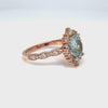 Natural oval aquamarine ring rose gold, halo diamond aquamarine engagement ring in scalloped diamond band la more design jewelry