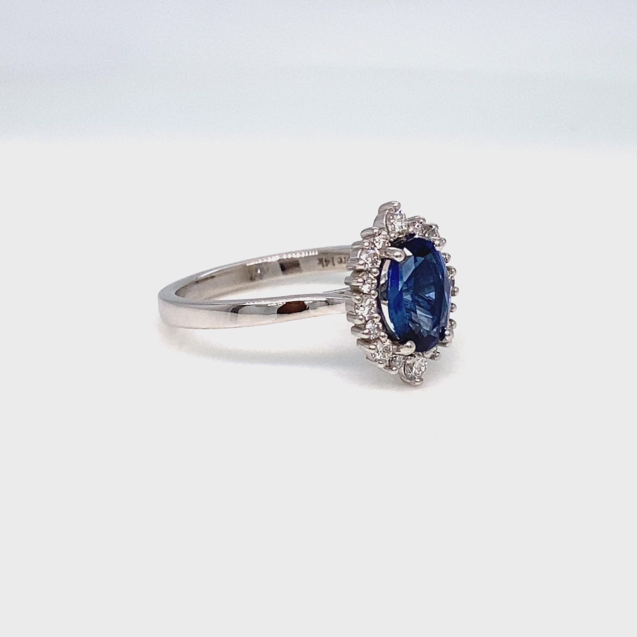 Oval blue sapphire engagement ring white gold halo diamond sapphire ring la more design jewelry