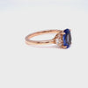 Oval Ceylon blue sapphire ring rose gold 3 stone diamond ring la more design jewelry