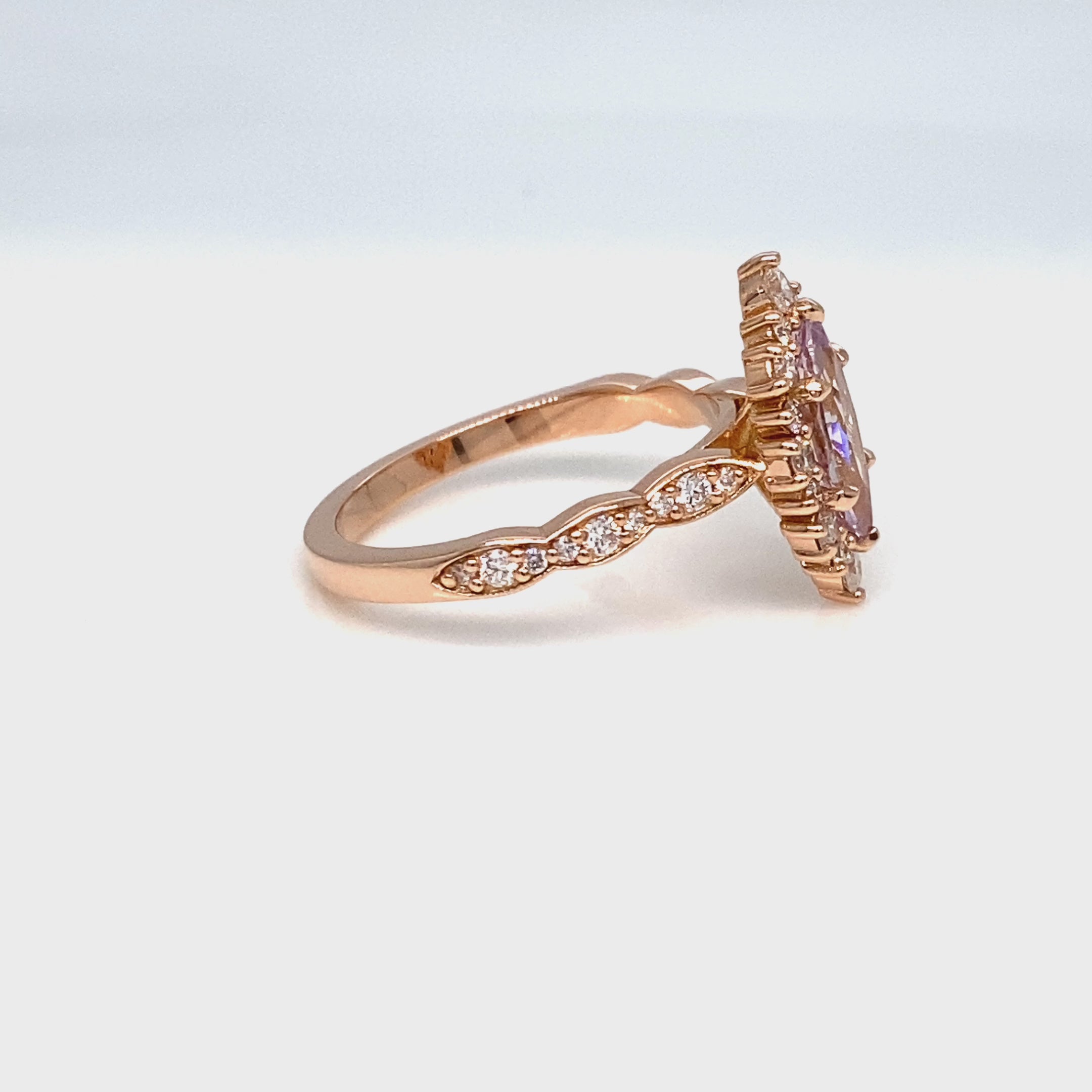 Marquise lavender sapphire ring rose gold halo diamond purple sapphire ring la more design jewelry