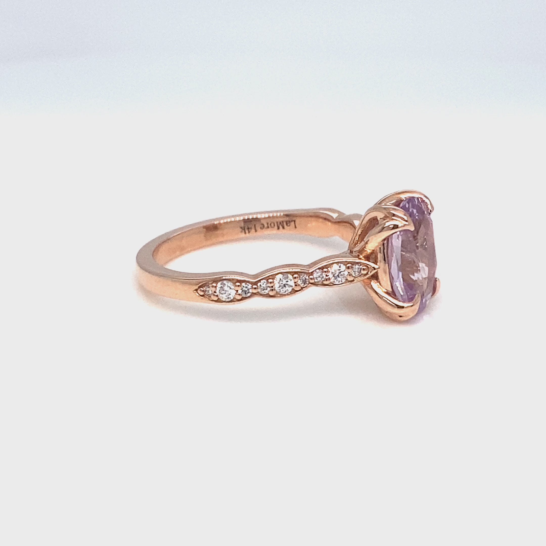 oval lavender sapphire ring rose gold natural sapphire solitaire ring diamond sapphire floral ring la more design jewelry