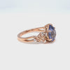 Pear lilac blue sapphire ring rose gold floral leaf diamond sapphire solitaire ring la more design jewelry