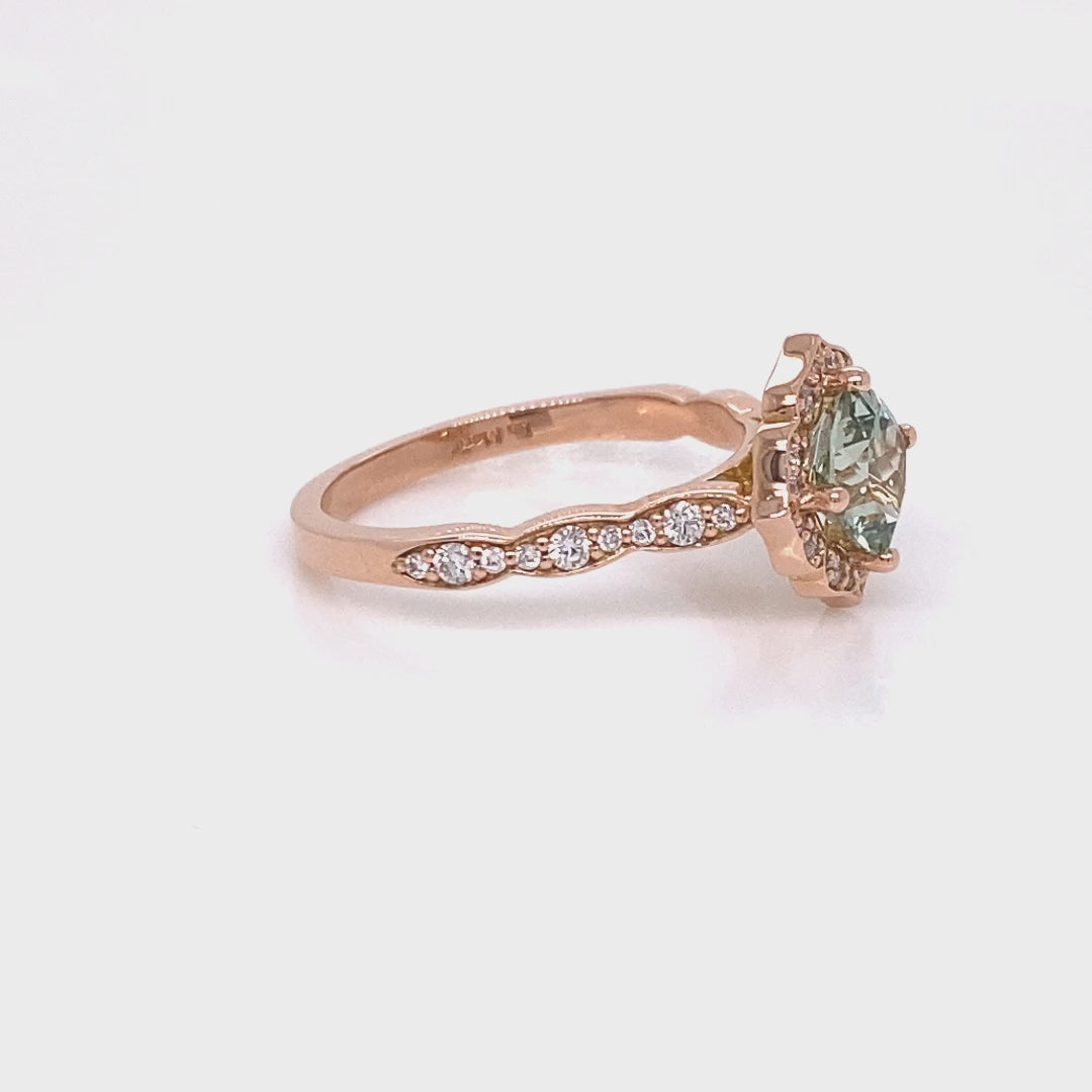 vintage style green sapphire engagement ring rose gold diamond sapphire cluster ring la more design jewelry
