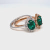Pear emerald engagement ring rose gold ruby halo diamond ring la more design jewelry