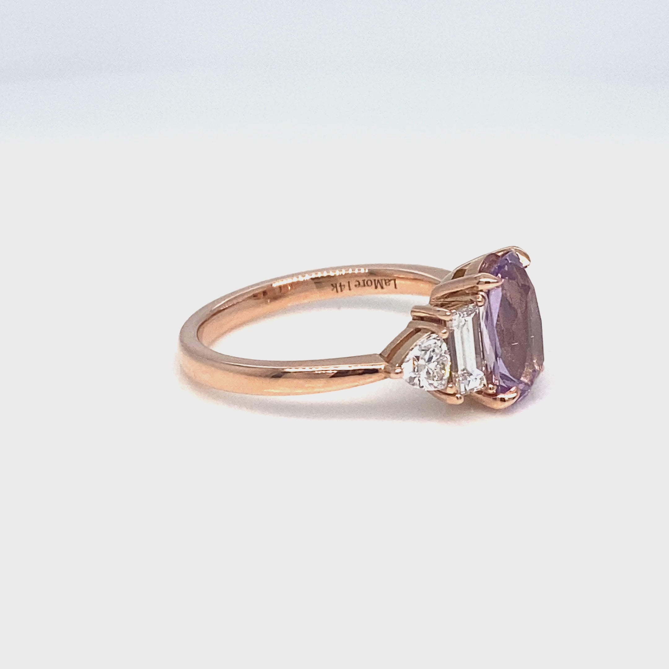 elongated cushion lavender sapphire ring rose gold unique sapphire engagement ring sapphire diamond 5 stone ring la more design jewelry