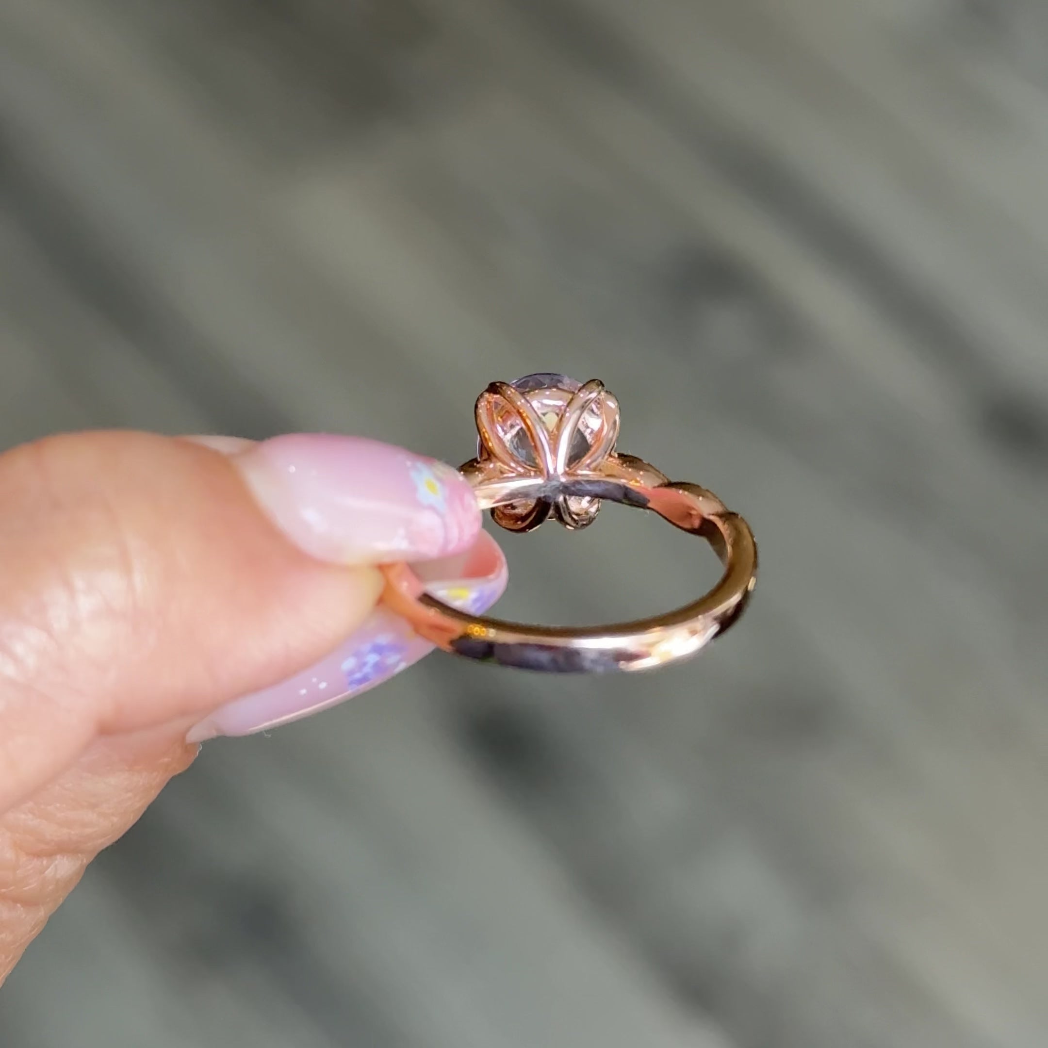 oval Lilac sapphire ring rose gold natural purple lavender sapphire solitaire ring diamond sapphire floral ring la more design jewelry