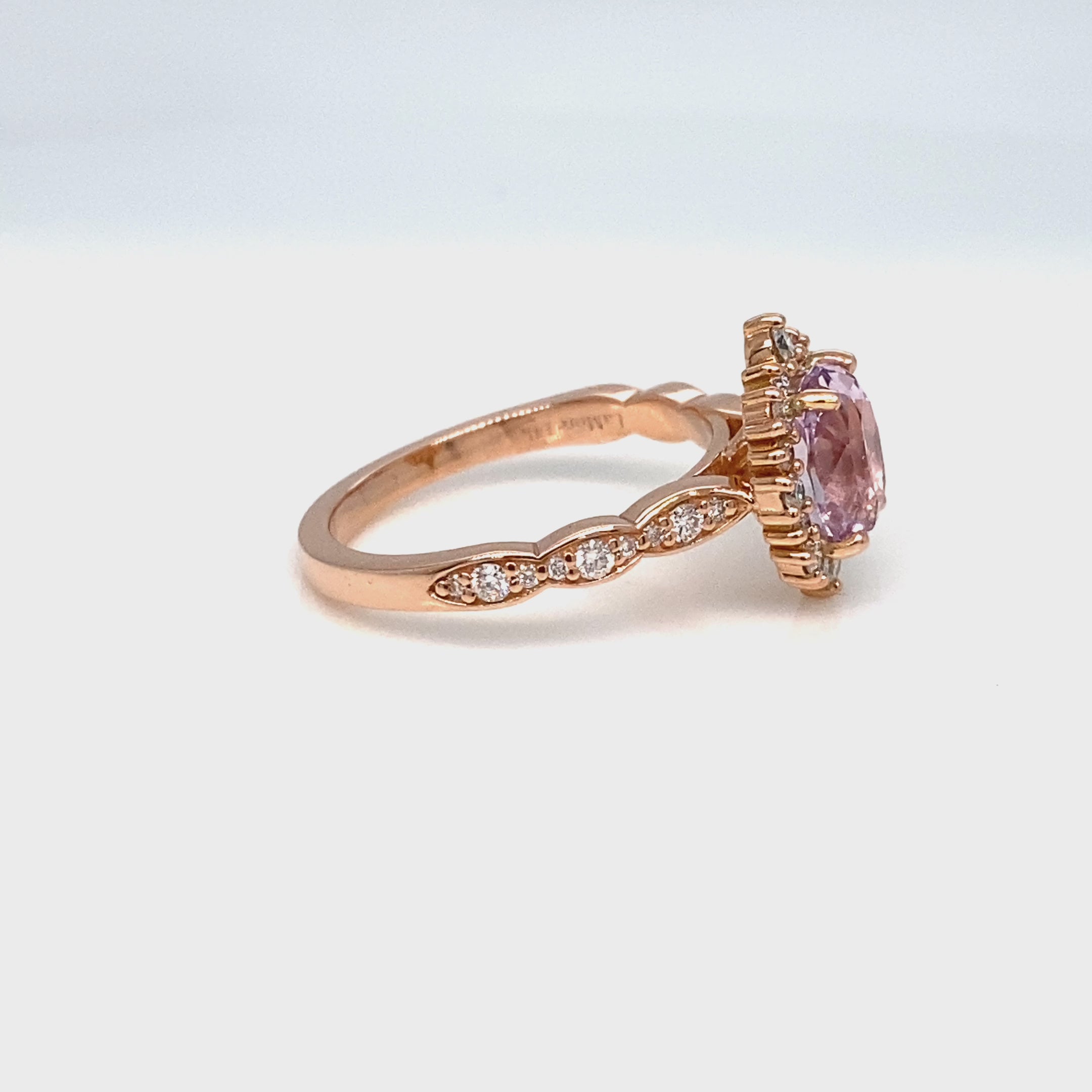 Oval lavender sapphire engagement ring rose gold halo diamond sapphire ring la more design jewelry