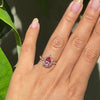Large pear peach sapphire ring rose gold halo engagement ring la more design jewelry