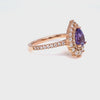 Pear lavender purple sapphire ring rose gold double halo diamond engagement ring la more design jewelry