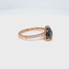 Pear Salt and Pepper Diamond Ring Rose Gold Grey Diamond Solitaire Pave Ring la more design jewelry
