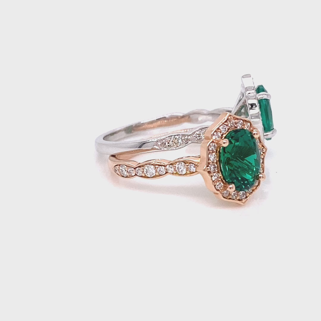 vintage style emerald engagement ring rose gold oval emerald diamond ring la more design jewelry