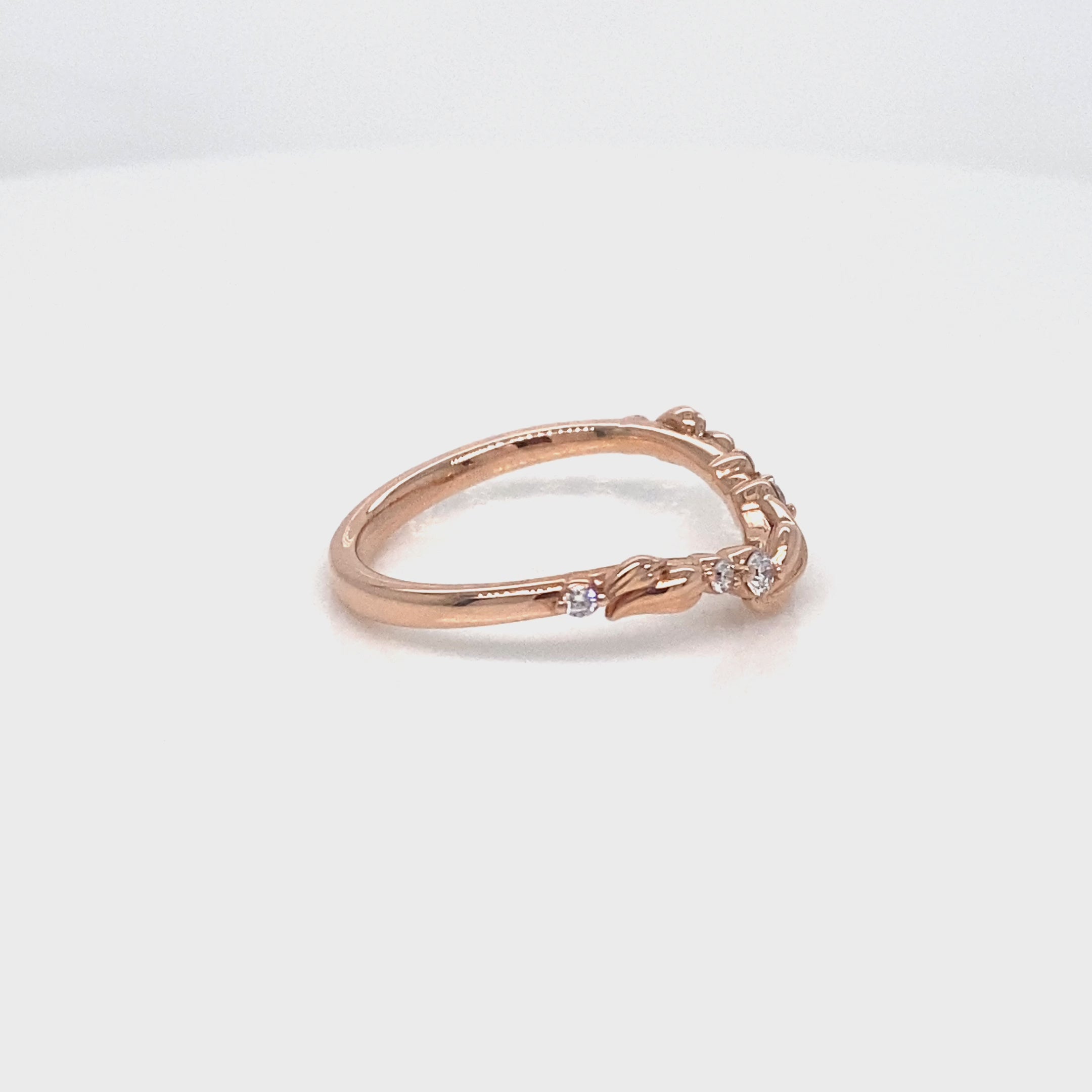 Floral Leaf Diamond Wedding Ring Rose Gold Stacking Blue Sapphire Ring Set La More Design Jewelry