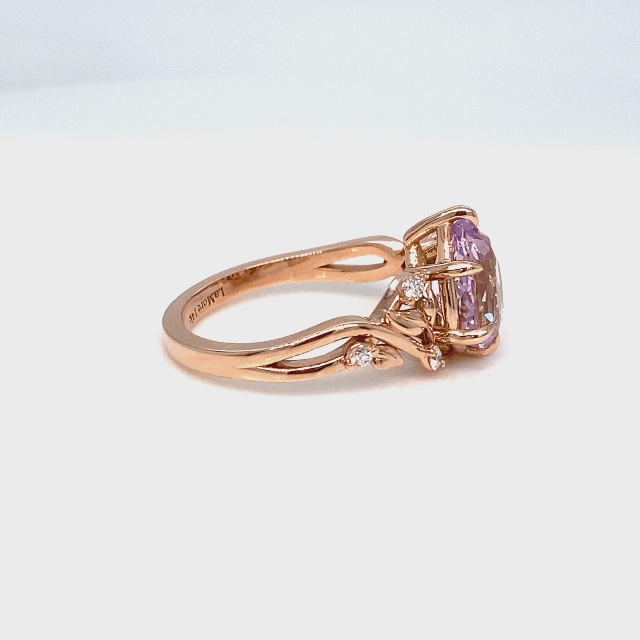 Pear lavender sapphire ring rose gold floral leaf diamond sapphire solitaire ring la more design jewelry
