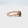 Pear Salt and Pepper Diamond Ring Rose Gold Grey Diamond Solitaire Ring la more design jewelry