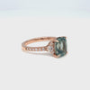 Elongated cushion sapphire engagement ring rose gold green sapphire diamond 3 stone ring la more design jewelry