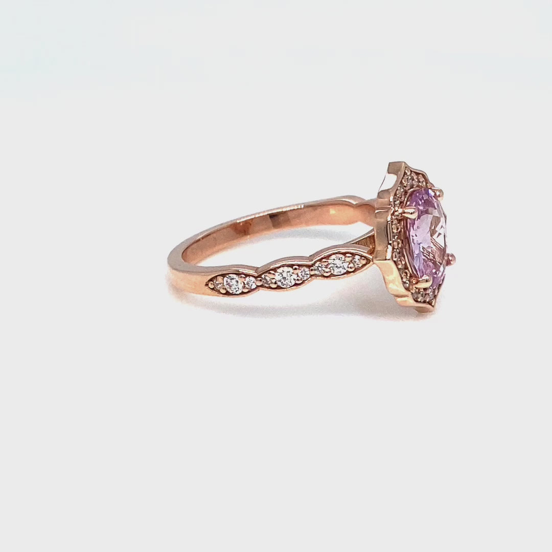 Vintage style ova lavender sapphire ring rose gold sapphire diamond ring la more design jewelry
