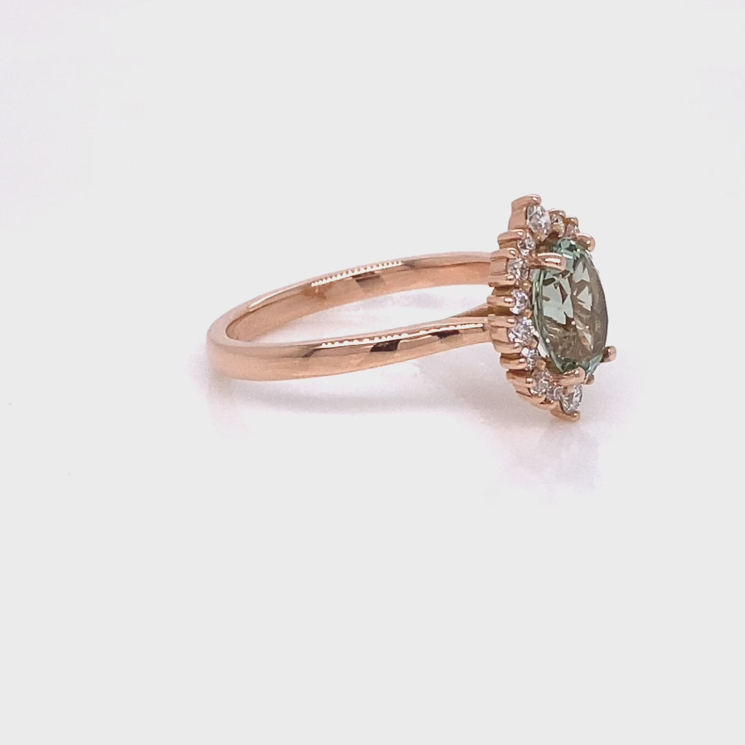 oval green sapphire engagement ring rose gold halo diamond sapphire cluster ring la more design jewelry