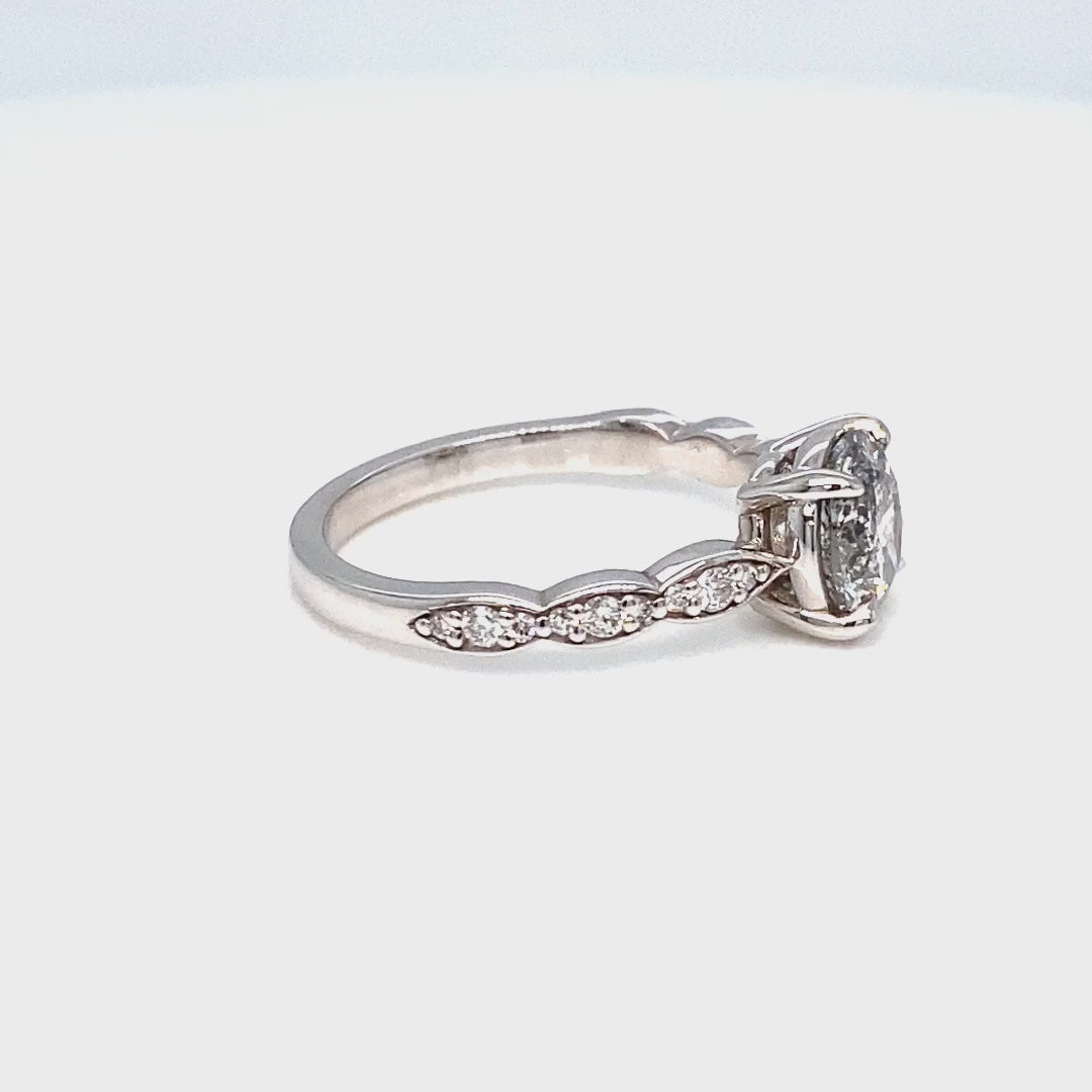 Round salt and pepper diamond ring white gold grey diamond solitaire ring la more design jewelry