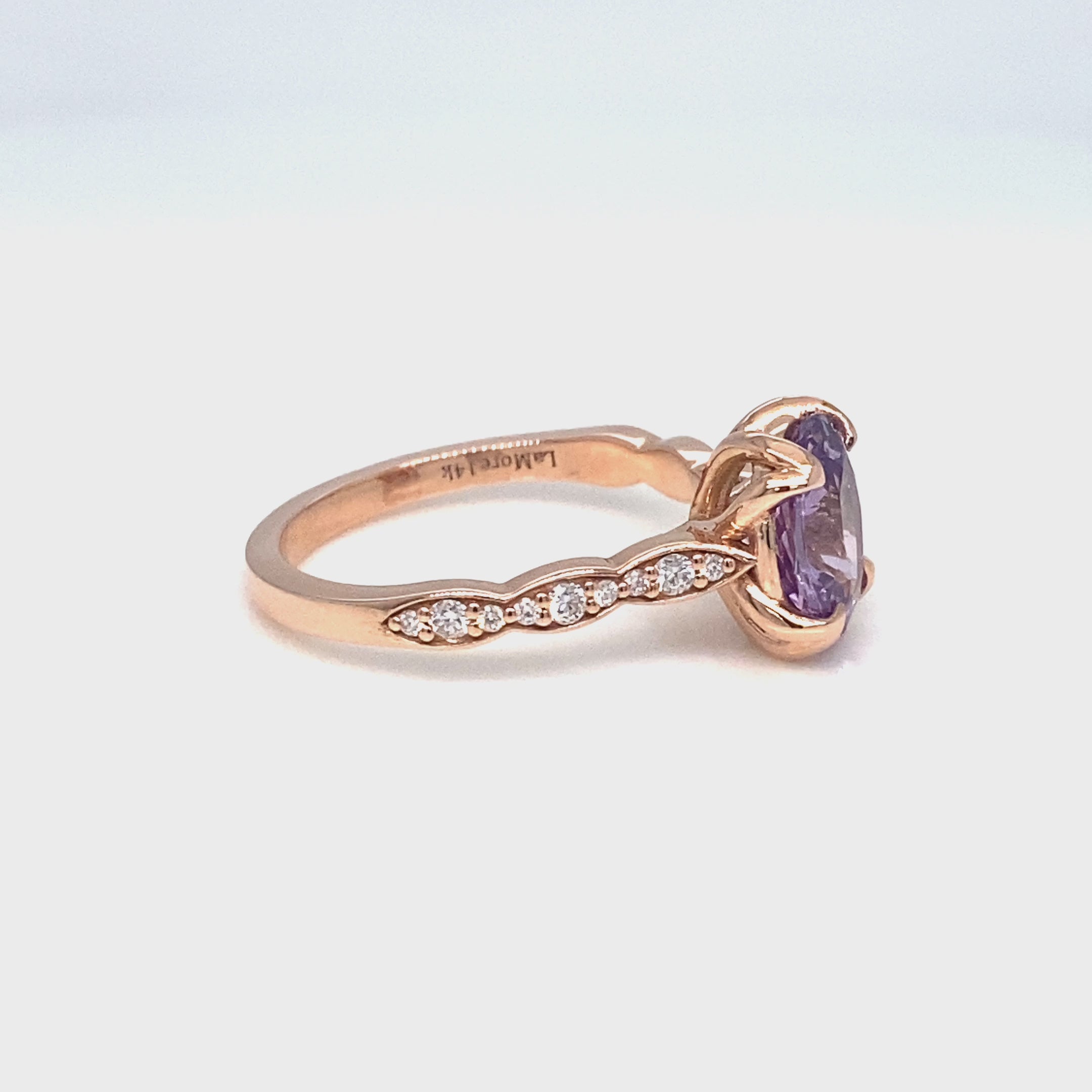 oval lavender sapphire ring rose gold natural purple sapphire solitaire ring diamond sapphire floral ring la more design jewelry