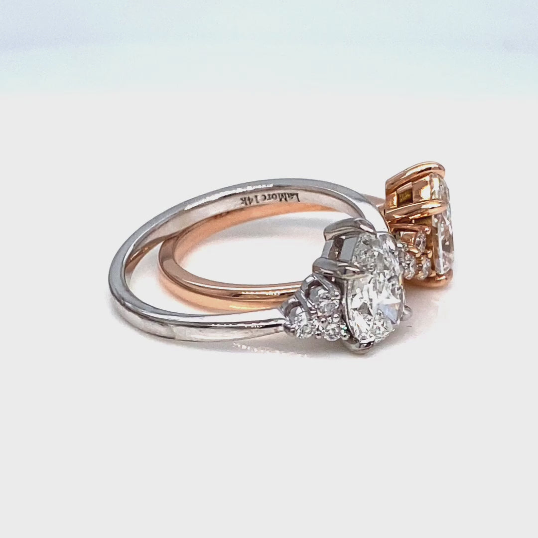 lab grown diamond 3 stone engagement ring rose gold pear diamond cluster ring la more design jewelry