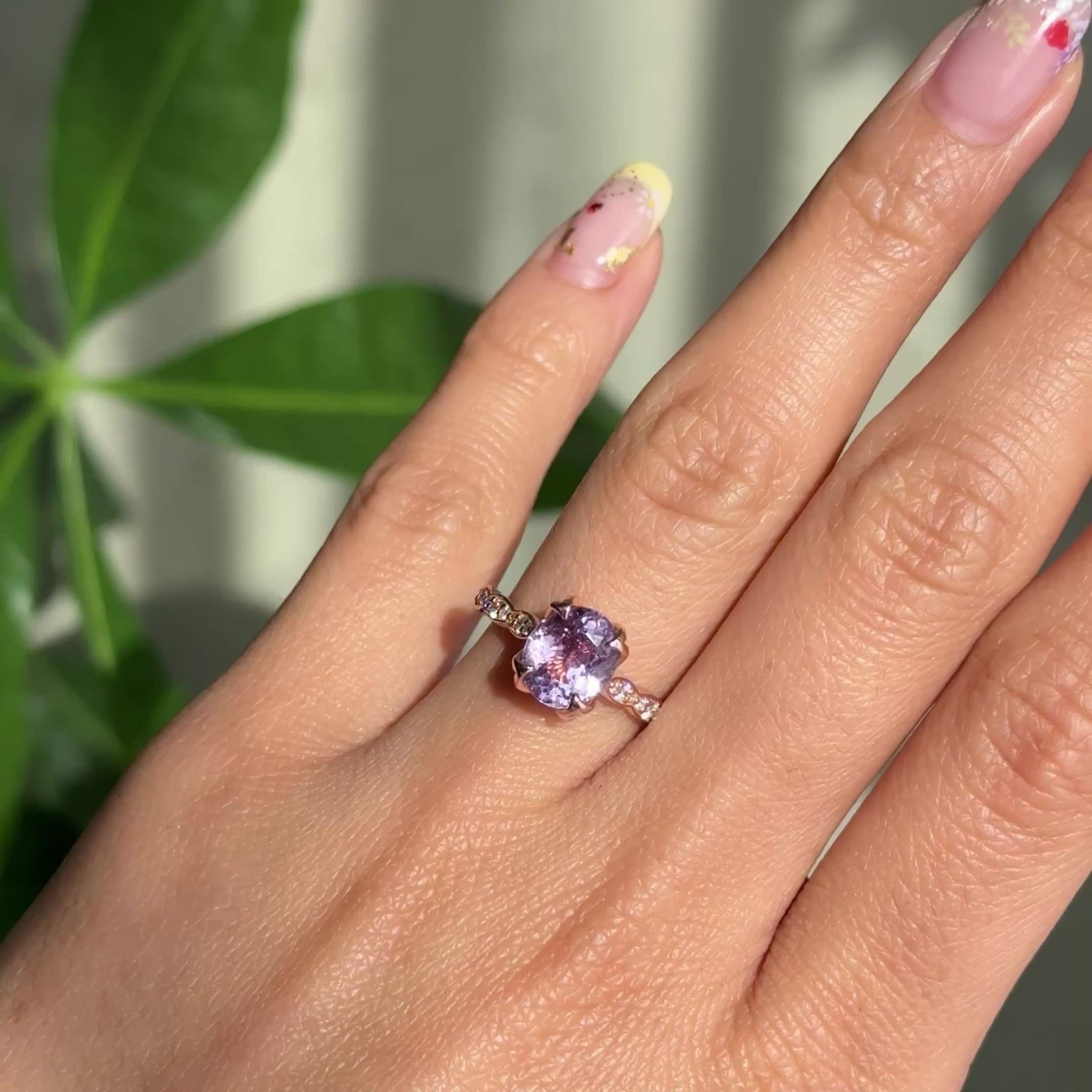 oval lavender sapphire ring rose gold natural purple sapphire solitaire ring diamond sapphire floral ring la more design jewelry