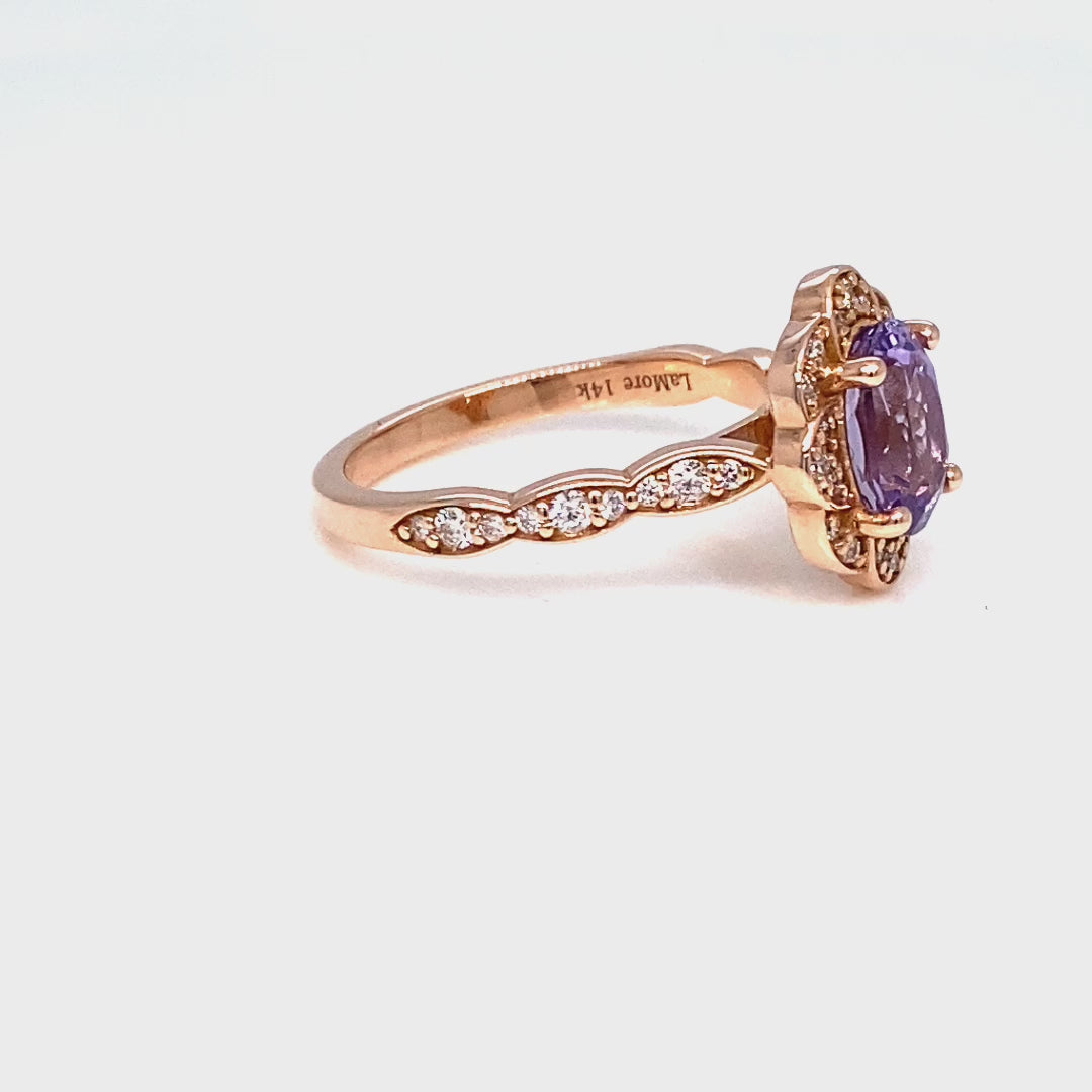 Oval lavender sapphire ring rose gold vintage style sapphire engagement ring la more design jewelry