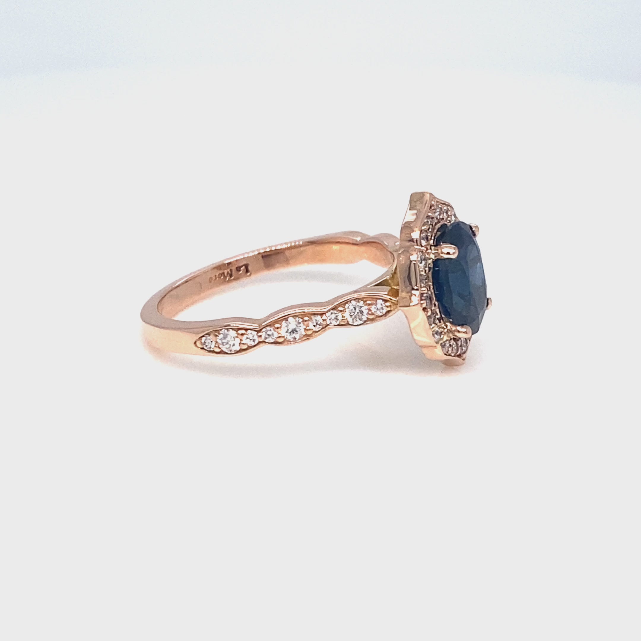 Australian dark blue sapphire ring rose gold oval blue sapphire diamond engagement ring la more design jewelry