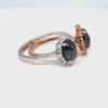 oval black diamond ring rose gold halo rose cut diamond ring bridal set la more design jewelry