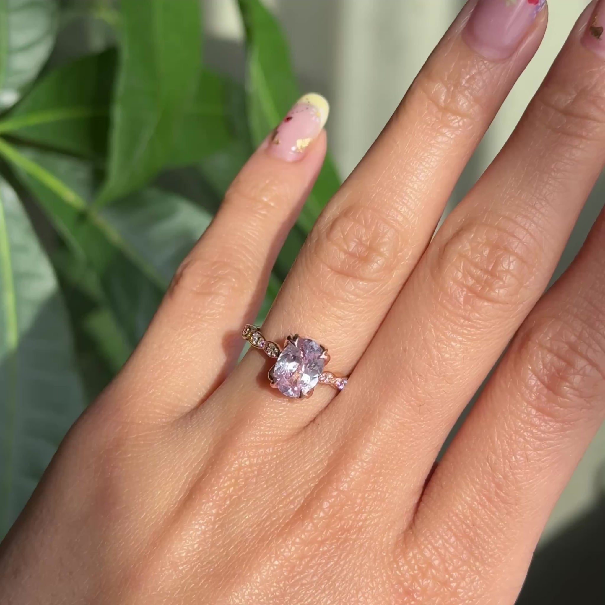 oval lavender sapphire ring rose gold natural sapphire solitaire ring diamond sapphire floral ring la more design jewelry