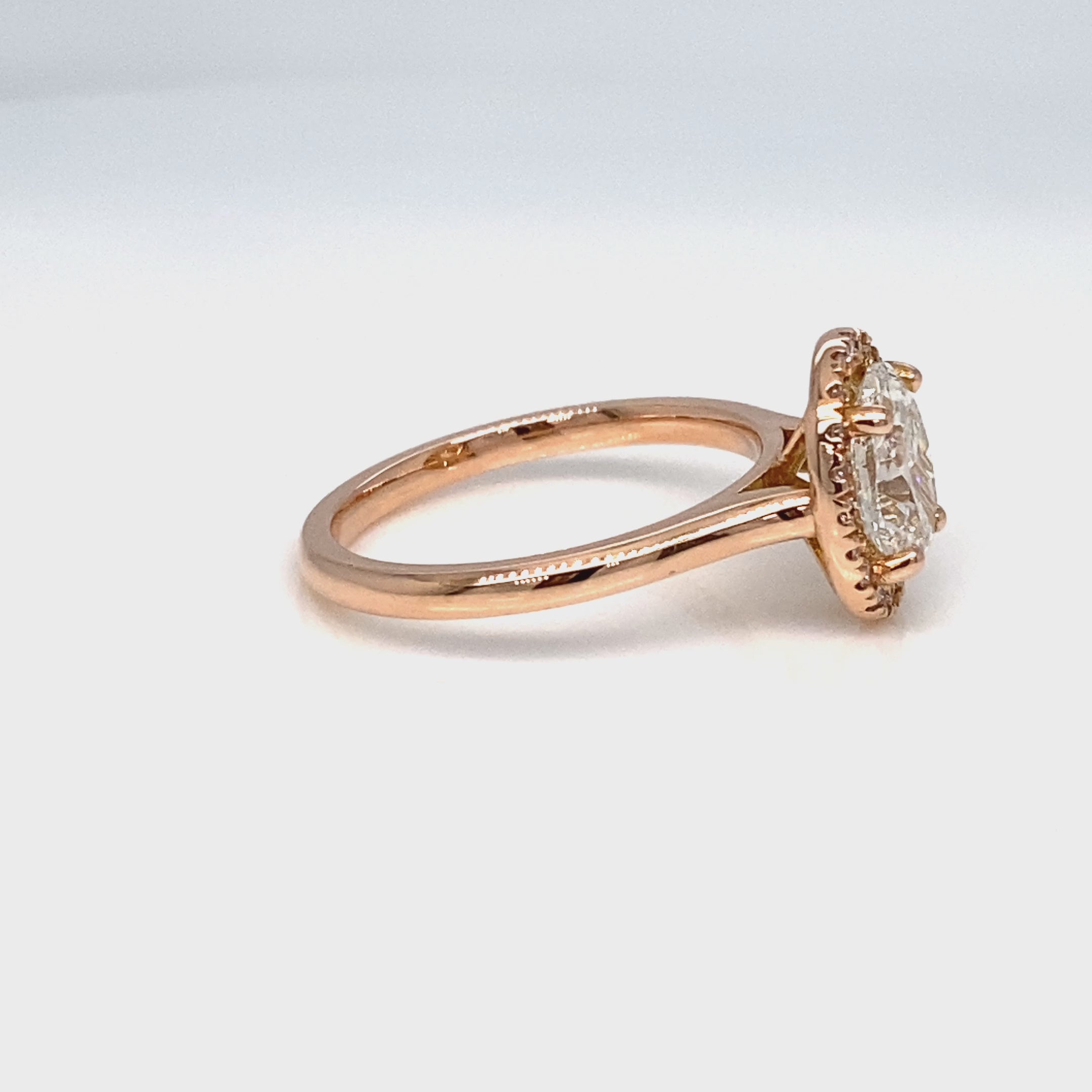 lab diamond engagement ring rose gold halo oval diamond ring La More Design Jewelry