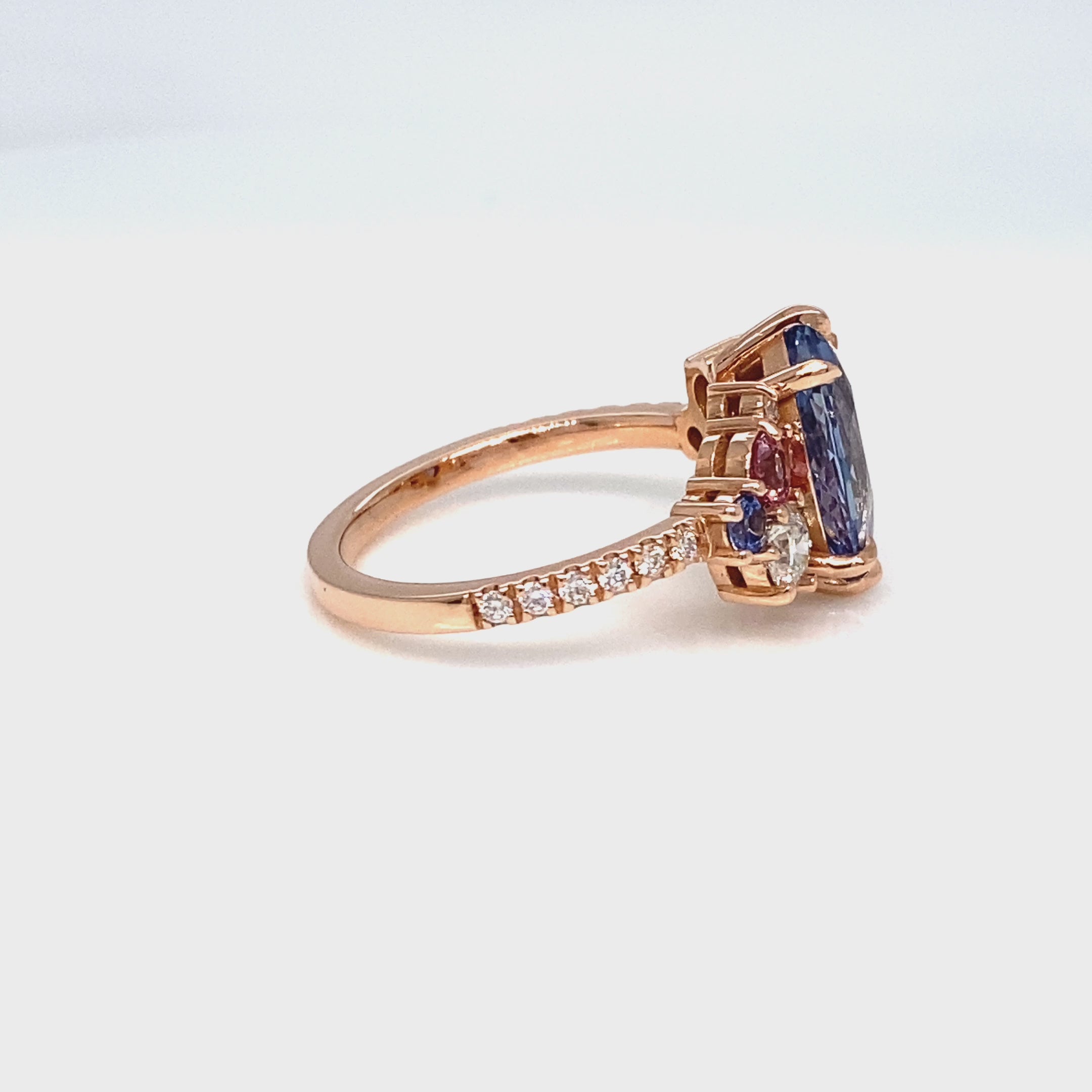 Unique marquise blue sapphire ring rose gold sapphire diamond cluster ring la more design jewelry