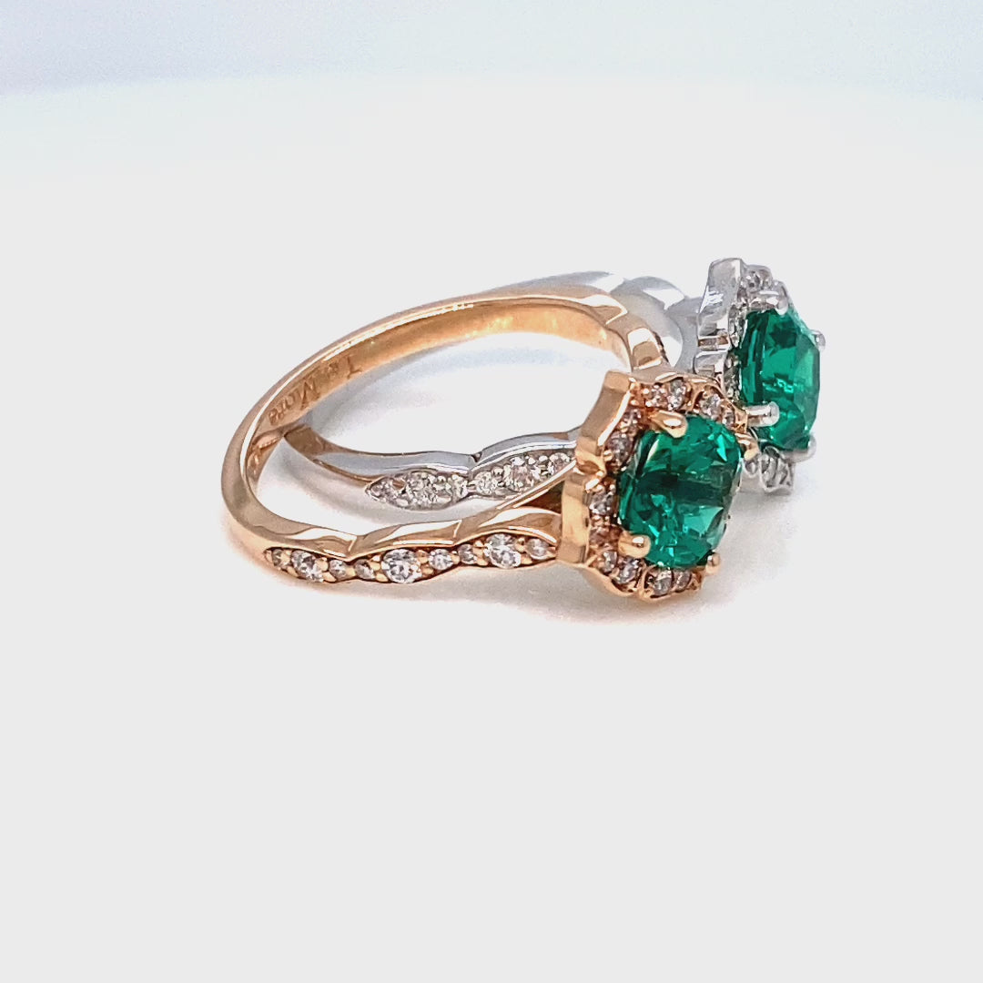 vintage style emerald engagement ring rose gold emerald diamond cluster ring by la more design jewelry