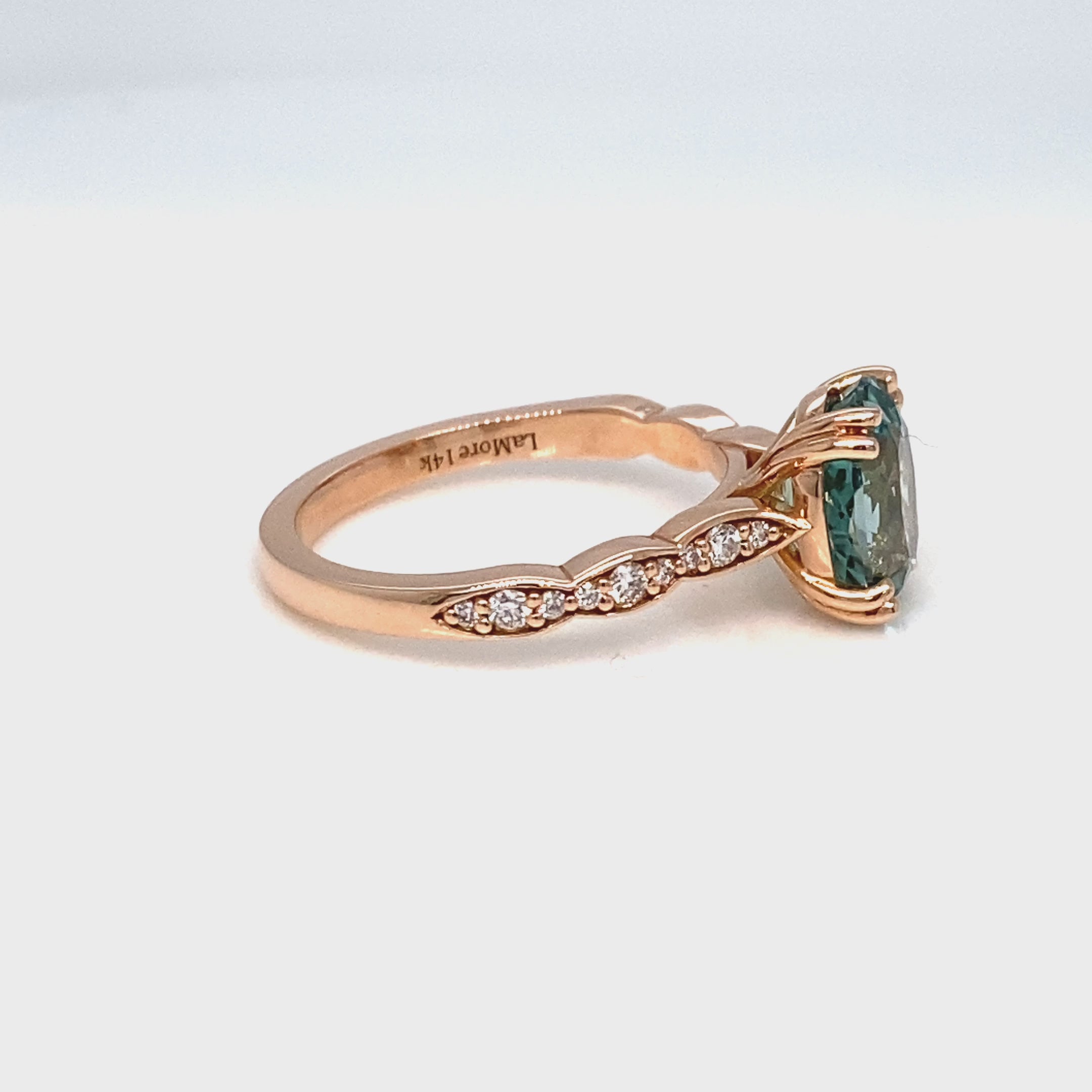 Oval green sapphire ring rose gold solitaire sapphire diamond engagement ring la more design jewelry