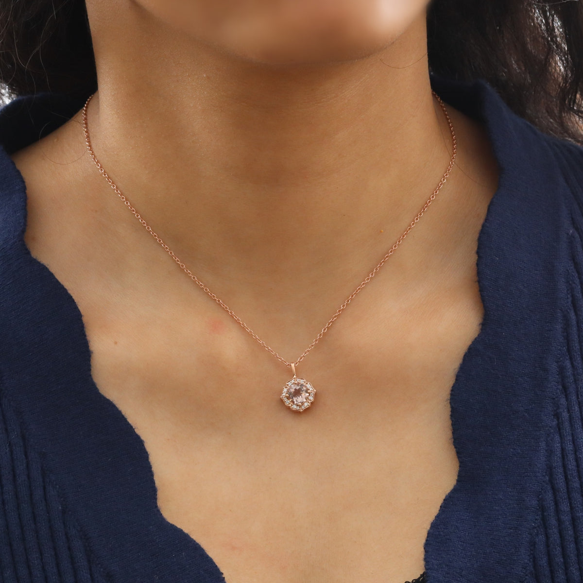 vintage halo diamond morganite necklace rose gold drop morganite pendant la more design jewelry