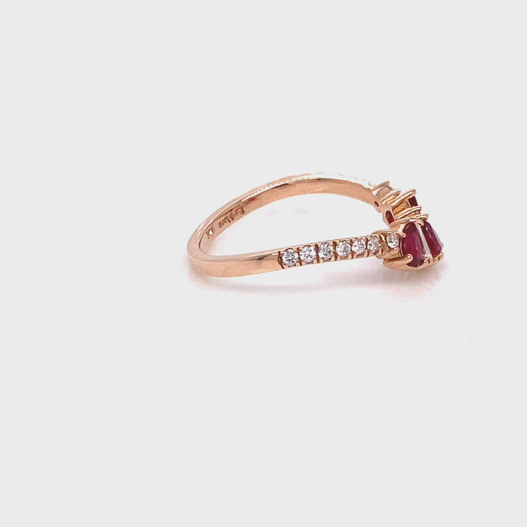 pear and baguette diamond and ruby ring rose gold stacking diamond wedding band by la more design jewelry