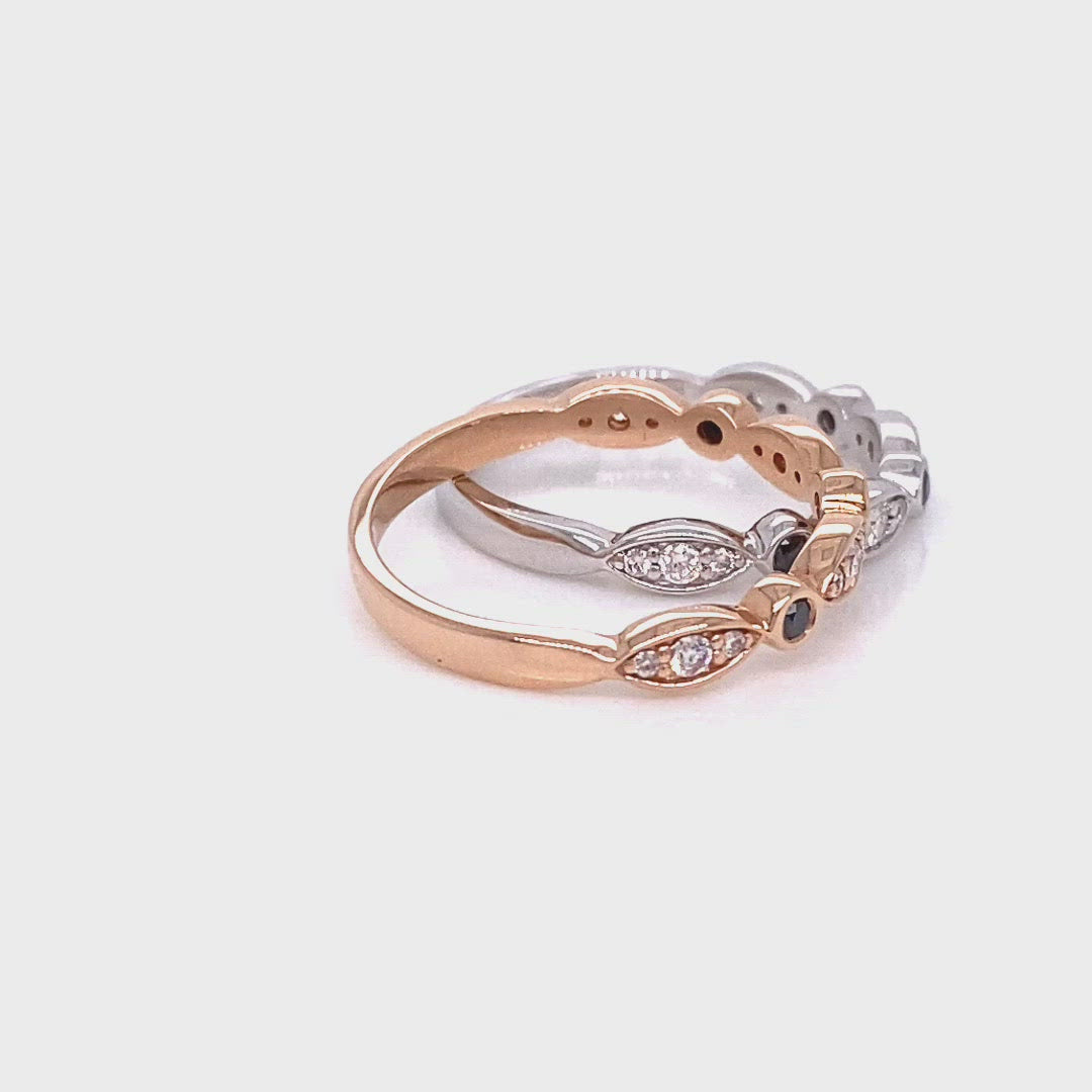 White and black diamond wedding band gold half eternity ring la more design jewelry