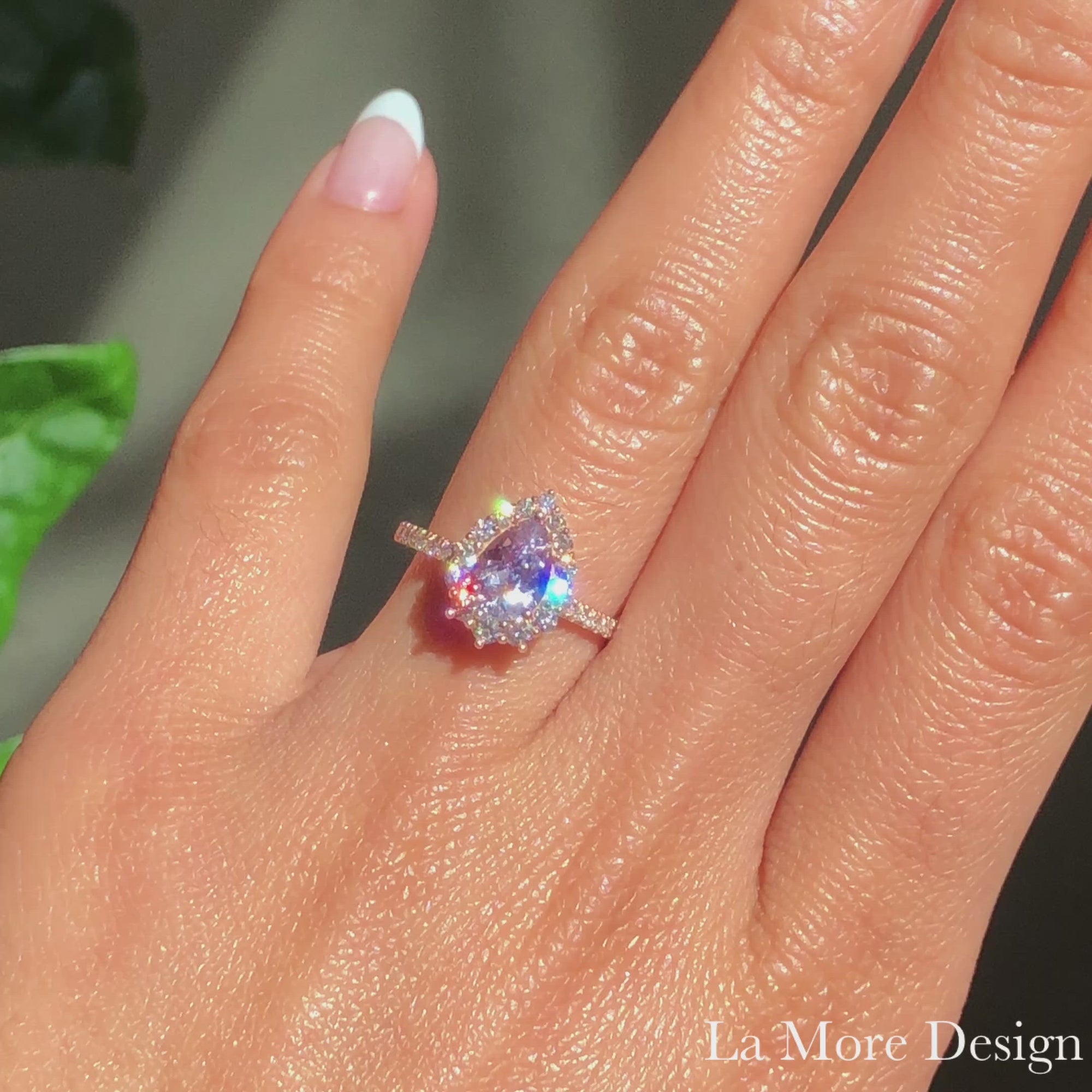 1.69 Ct Light Lavender Sapphire Ring in 14k Rose Gold Tiara Halo Pave Diamond, Size 6.5