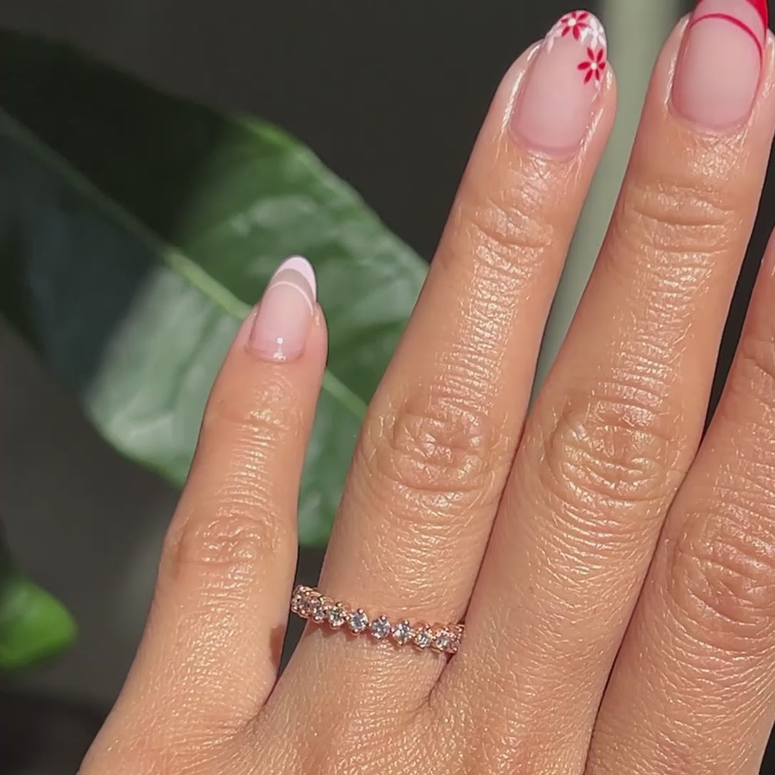 Halo Diamond Oval Ruby Bridal Ring Set Rose Gold Stacking Wedding Band La More Design