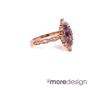 Breathtakingly unique and gorgeous creation! This lavender purple sapphire engagement ring is crafted in 14k rose gold tiara halo diamond ring setting with a large 1.70-carat marquise cut natural sapphire center ~ total gemstone and diamond weight of the whole ring is 2.32 ct.tw.  This stunning marquise-cut engagement ring will guarantee a big smile on your future bride's face! All our wedding bands can pair beautifully with this beautiful tiara halo diamond sapphire ring!