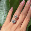 Vintage floral aquamarine diamond engagement ring rose gold and white gold by la more design jewelry