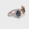 Large Black Diamond Engagement Ring Rose Gold Halo Diamond Cluster Ring by La More Design Jewelry