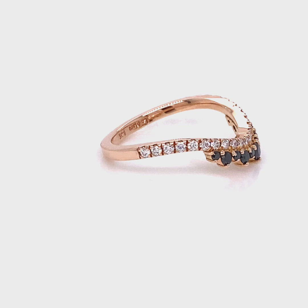 Black and white diamond u shaped wedding ring la more design jewelry