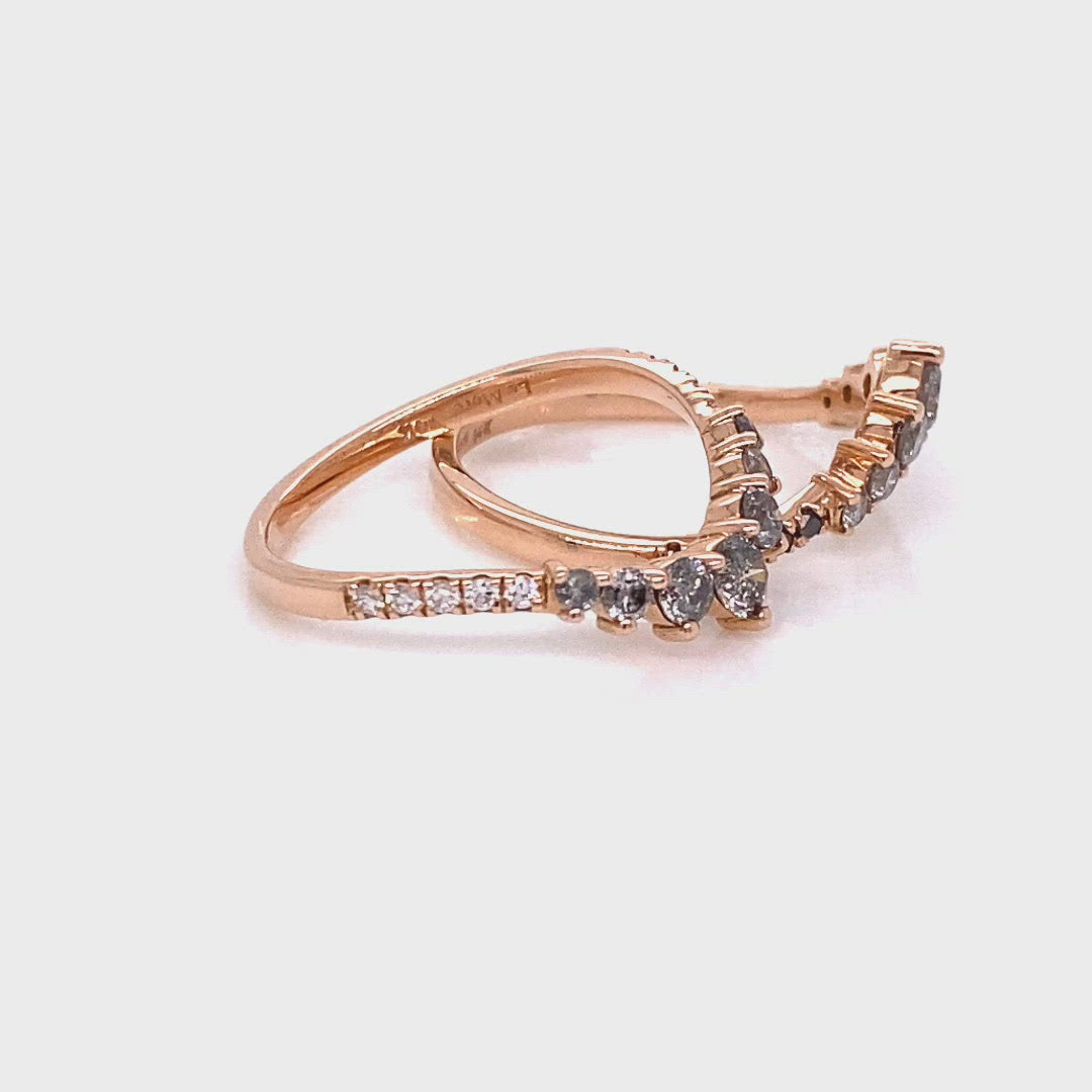 grey salt and pepper diamond wedding ring in rose gold contour diamond wedding band by la more design jewelry