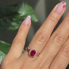 oval ruby vintage halo engagement ring rose gold split shank band by la more design