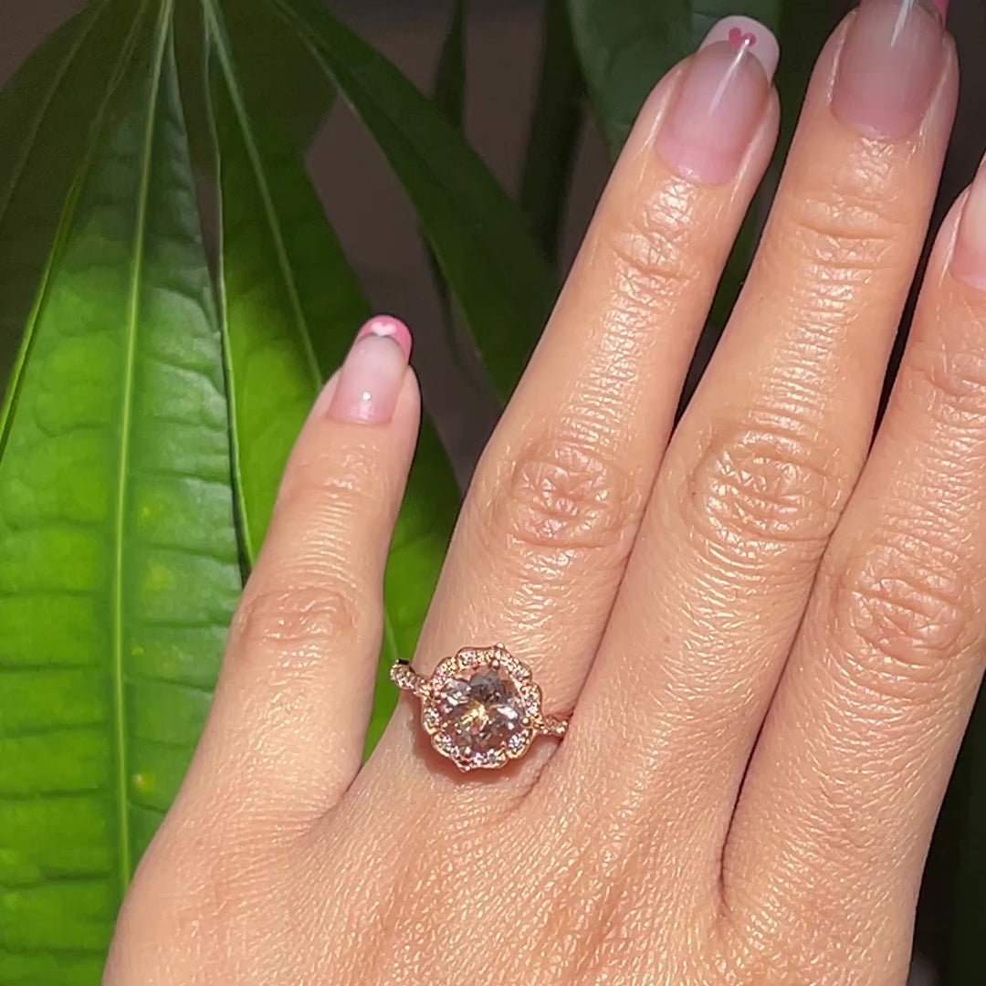 cushion morganite engagement ring rose gold vintage halo diamond ring la more design jewelry