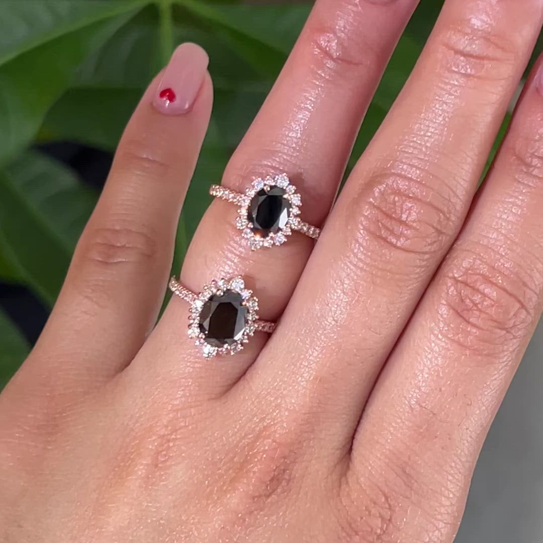 Large black diamond ring vs 1.50 carat oval black diamond ring rose gold la more design jewelry